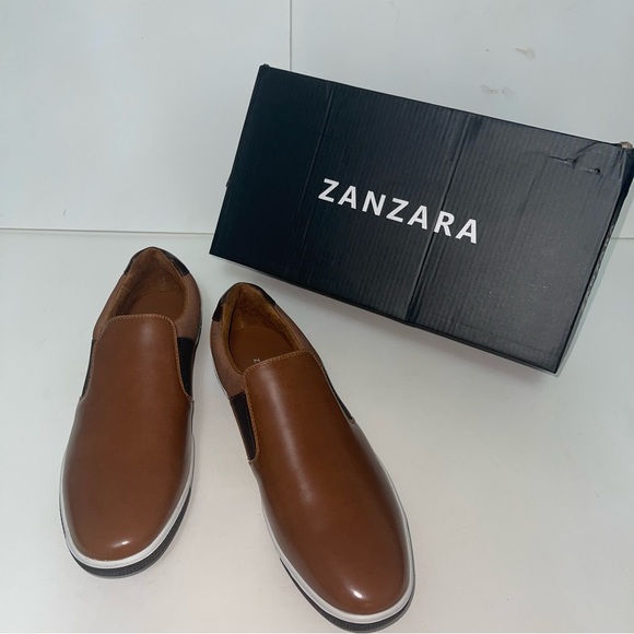 Zanzara Cognac Brown  Mens Lucky Slip-On Sneaker NIB - Reemoly - Duplicate - Picture 2 of 11